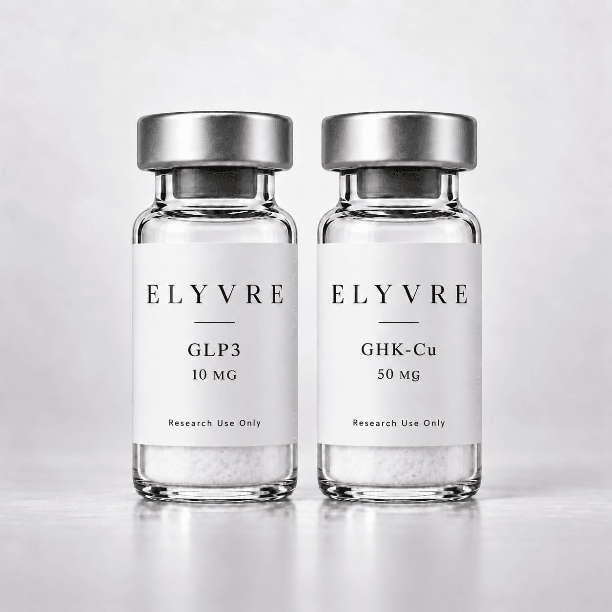Elyvre Vials GLP3 10mg und GH-CU 50mg, Research Use Only